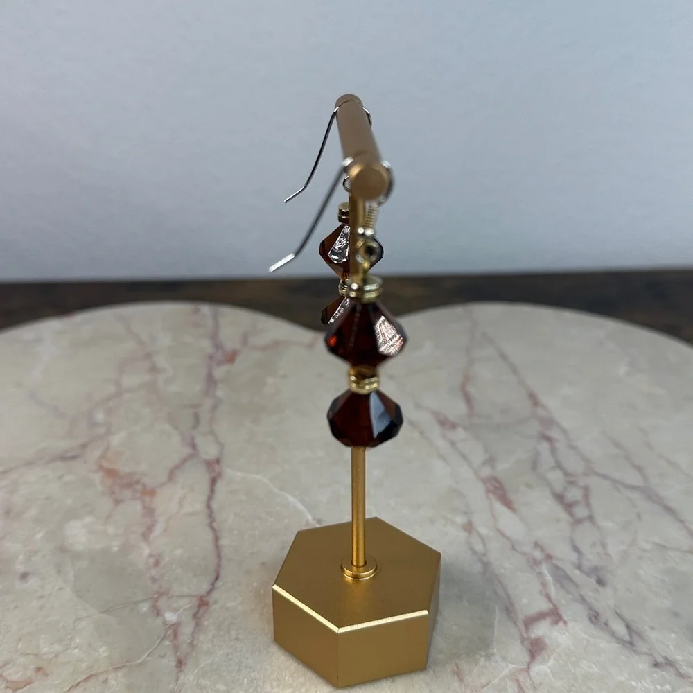 Elegant Brown and Gold Dangle Earrings